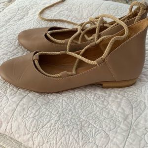 Kelsi Dagger deandra nude lace up ballet flats